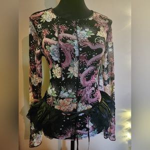 One of a kind!NEW! Sexy see through dragon print bodysuit